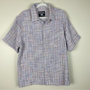 R3bel Button Down Mens Large Short Sleeve Urban Shirt Top Knit Casual Purple